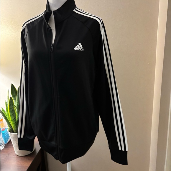Adidas Black Jacket with White Logo Stripes Size L - Picture 12 of 15